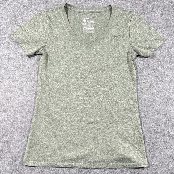 Nike Tops - Nike Dri Fit Legend Training T Shirt Womens XS Heather Gray Short Sleeve V Neck